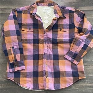 Natural Reflections Pink and Orange Plaid fleece jacket